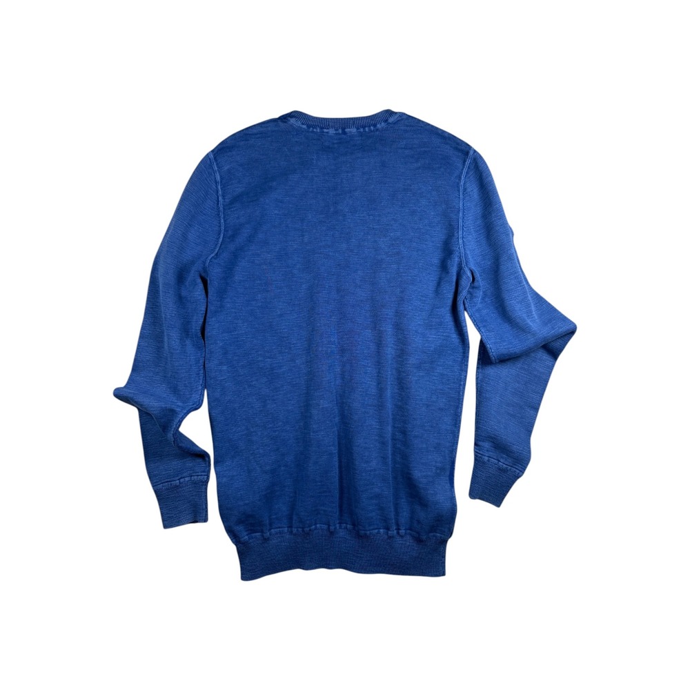 Superdry JPN Mens Premium Dyed Crew Sweater Blue Textured Knit Pullover Size M - Picture 4 of 4